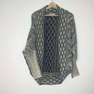 Kontrol Black and White Open Cardigan Sweater Size Medium.